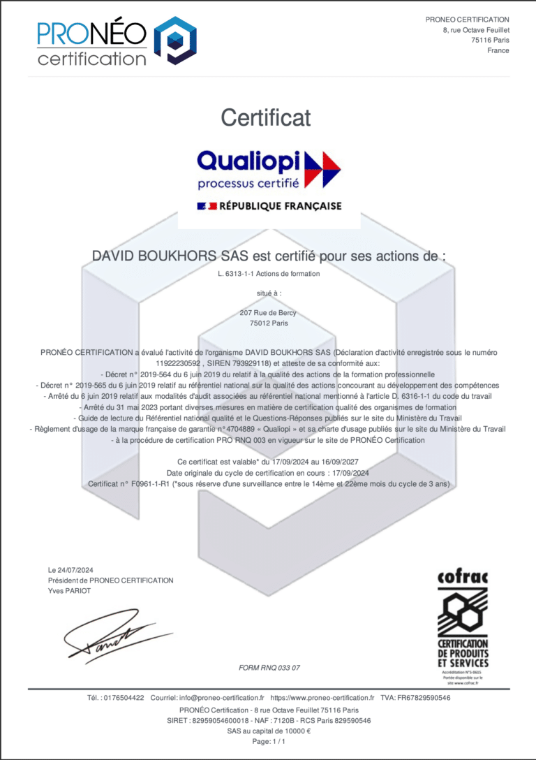Certificat Qualiopi