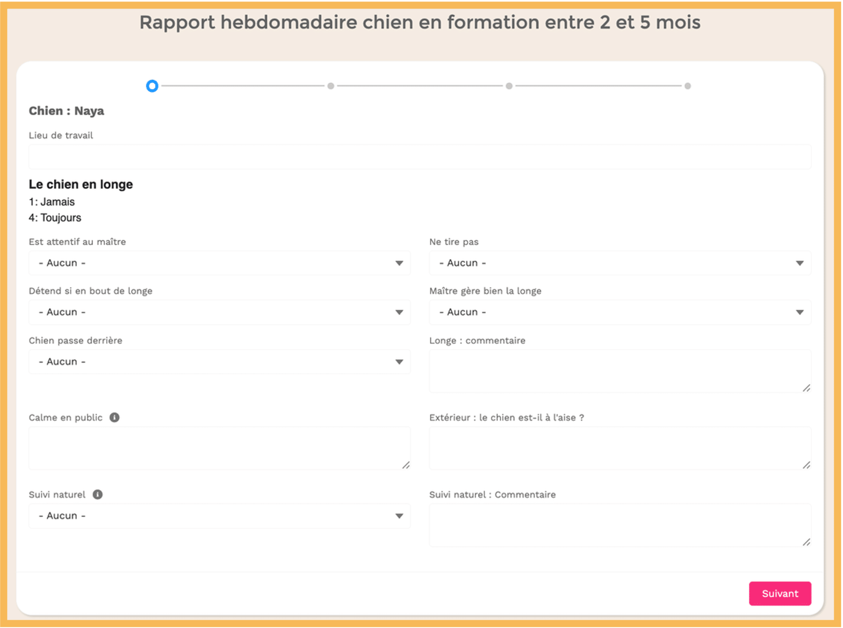 Vue Salesforce du parcours d un chien d assistance OS MOSE