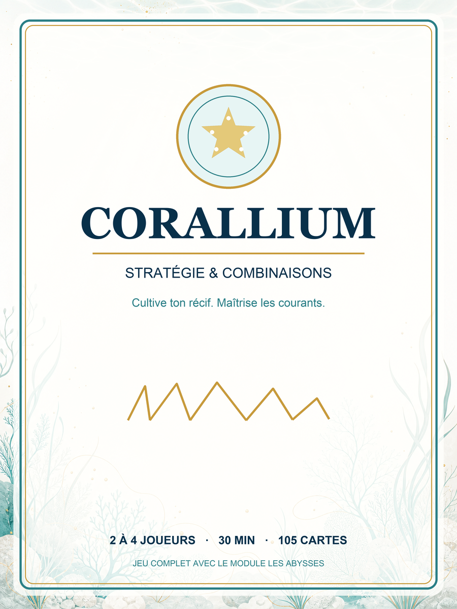 Aperçu de la boîte V9 Corallium avec QR code, jeu de stratégie pour 2 à 4 joueurs