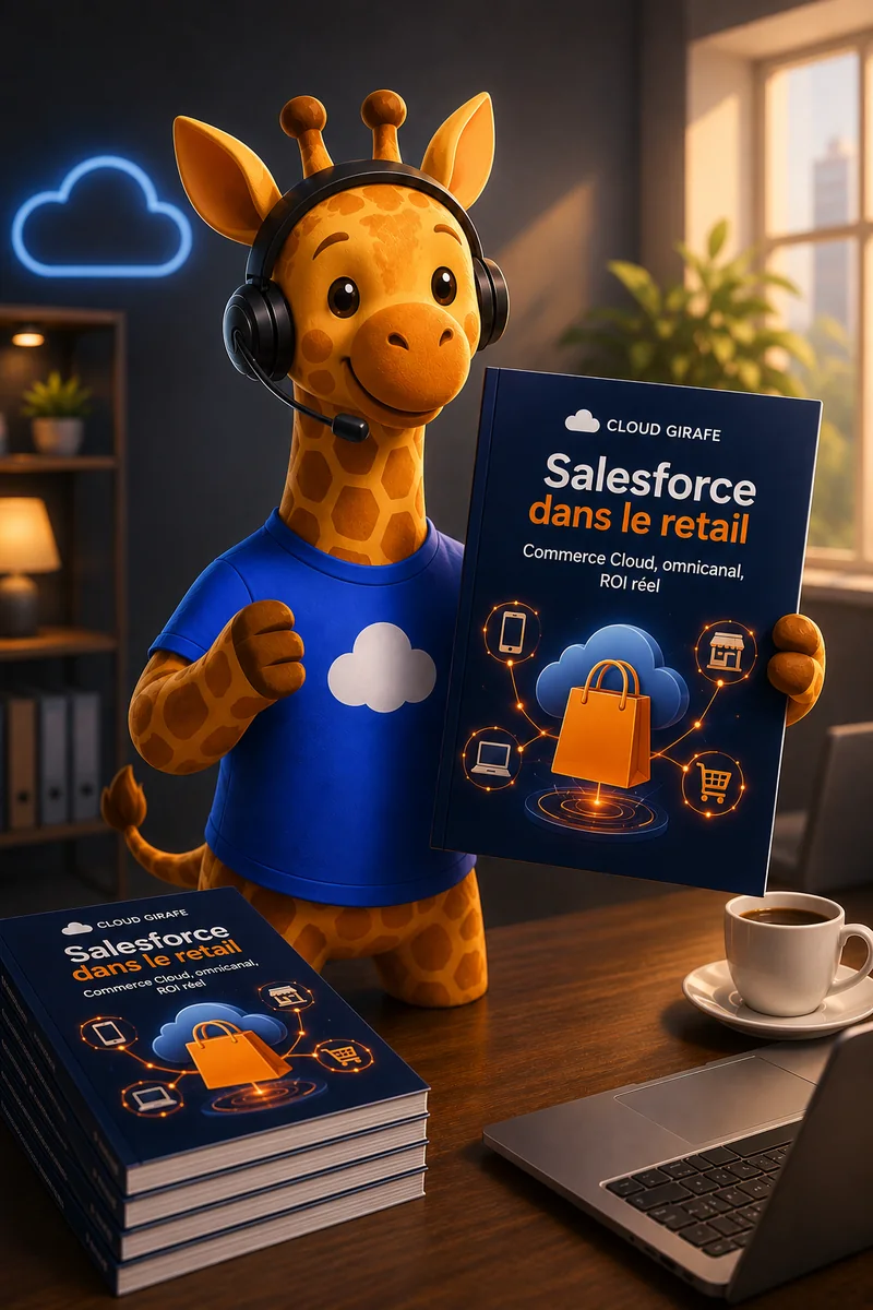 La girafe Cloud Girafe présente le livre blanc « Salesforce pour le retail (omnicanal) ».