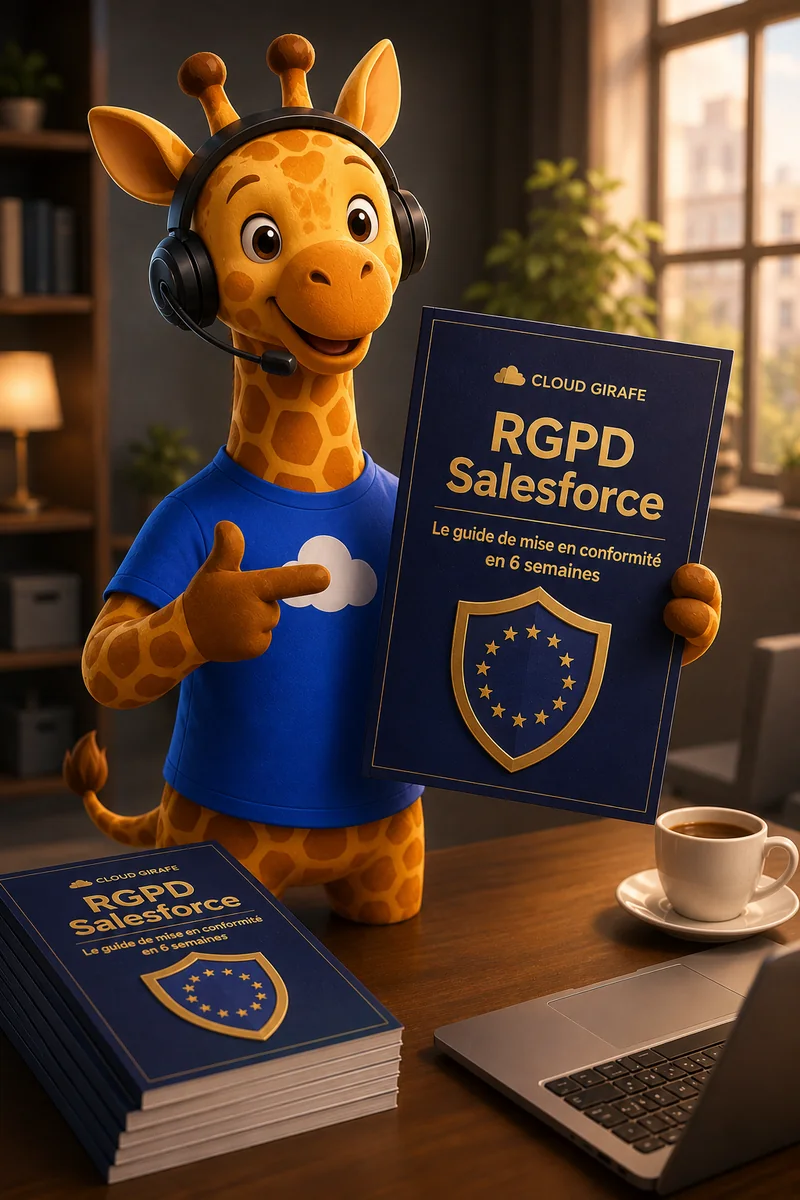 La girafe Cloud Girafe présente le livre blanc « RGPD Salesforce ».