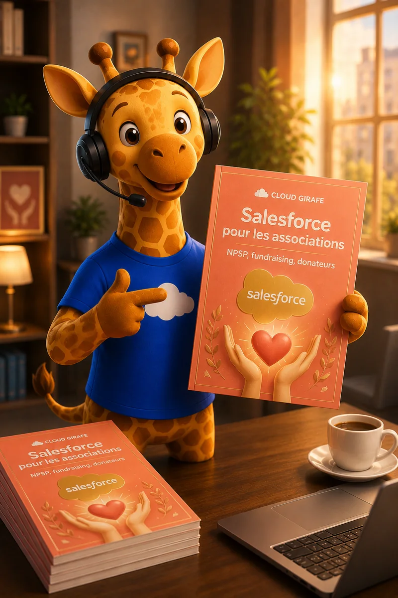 La girafe Cloud Girafe présente le livre blanc « Salesforce pour les associations (Non Profit Cloud) ».