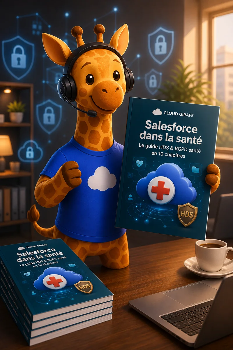 La girafe Cloud Girafe présente le livre blanc « Salesforce pour la santé (HDS) ».